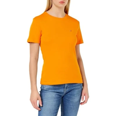 Abbildung von Tommy Hilfiger Damen T Shirt Kurzarm New Slim Cody Rundhalsausschnitt, Orange (Rich Ochre), XL