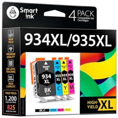 Abbildung von Smart Ink Kompatible Druckerpatronen als Ersatz für HP 934XL 935XL 934 XL 935 (1 Schwarz, 1 Cyan, Magenta, Gelb) Patronen Hohe Ergiebigkeit Officejet Pro 6230 6830 6820 6800