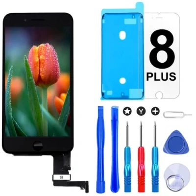 Abbildung von Brinonac Für iPhone 8 Plus Display LCD Touchscreen Digitizer Ersatz Bildschirm Front Komplettes Glas mit Werkzeug und Schutzfolie (5,5&quot;, Schwarz)