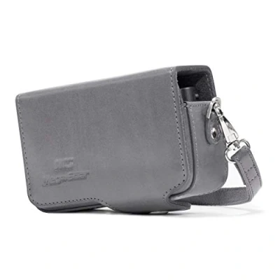 Abbildung von Megagear Protective Leder Brown Camera Hülle für Sony Cyber Shot DSC RX100 V, IV mit 24 70 mm Objektiv, III, II Grau