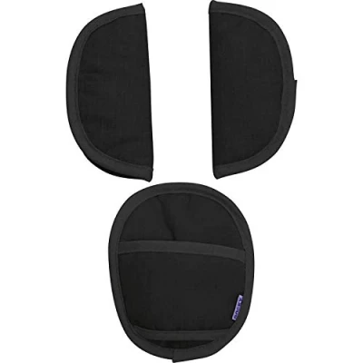 Abbildung von Original Dooky Universal Pads Black Uni Gurtschoner &amp; Gurtpolster geeignet für Altersgruppe 0+ und 3 5 Punkt Gurte Babyschale, Kinderwagen, Buggy Autositz, schwarz