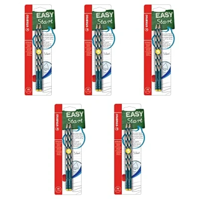 Abbildung von STABILO Schmaler Dreikant Bleistift für Linkshänder EASYgraph S in petrol 5x 2er Pack Härtegrad HB