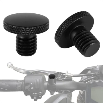 Abbildung von Evermotor M8 Motorrad Spiegel Stopfen CNC Abdeckung M8x1.25 Aluminium Anodische Oxidation Blindstopfen Schrauben Gewinde Verkleidungsschrauben 2xRechtsgewinde/clockwise(Ein Paar)