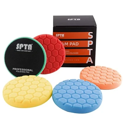 Abbildung von SPTA 125mm Polierpad Hex Logic Polierschwämme Wachs Schwämme Auto Polierschwamm Polieren Pad Schwamm Polierschaum Set für Exzenter Poliermaschine Schleifmaschine…