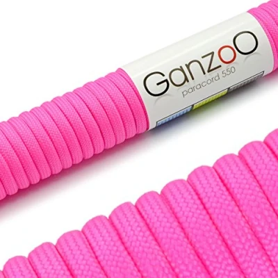 Abbildung von Ganzoo Paracord 550 Seil Neon Magenta 4mm Schnur Typ 3, Nylon &amp; Polyester, ideal für Basteln von Hundeleine Halsband Armband/Camping Survival und Outdoor 30 Meter Allzweckseil 7 Innenstränge