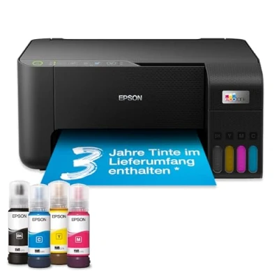 Abbildung von Epson EcoTank ET 2862 DIN A4 Multifunktions WLAN Tintentankdrucker, mit einem im Lieferumfang enthaltenen Vorrat an Tinten von bis zu 3 Jahren