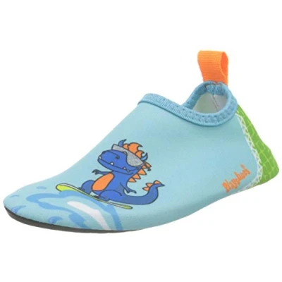 Abbildung von Playshoes Unisex Kinder Barfuß Schuhe, Blau Grün Dino, 24/25 EU