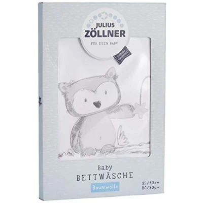 Abbildung von Julius Zöllner Babybettwäsche 100% Baumwolle, Standard 100 by OEKO TEX, made in Germany, Gr. 80x80 + 35x40 cm, Häschen und Eule