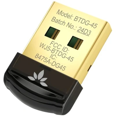 Abbildung von Avantree DG45 Bluetooth 5.0 Adapter für PC, USB Dongle Stick Windows Computer Desktop Laptop, Drahtlose Übertragung Kopfhörer Lautsprecher Tastatur Maus Drucker, 11/10/8