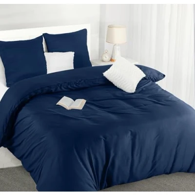 Abbildung von Utopia Bedding Bettwäsche 220x240 Set Mikrofaser Bettbezug 240x220 cm + 2 Kissenbezüge 65x65 Marineblau