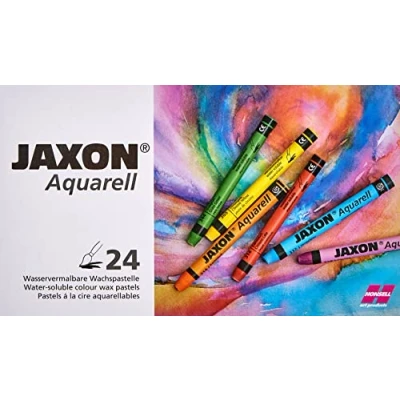 Abbildung von Honsell 49424 Jaxon Aquarell Wachspastellkreide, wasservermalbar, 24er Set im Kartonetui, hohe Farbbrillanz, satter Farbaufstrich, für Künstler, Hobbymaler, Kunstunterricht