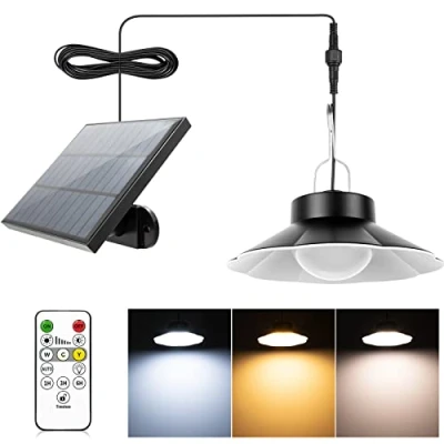 Abbildung von Solar Hängelampe, Solarlampen für Außen Hängend mit Fernbedienung, 920LM 3 Farbtemperatur Lampe Outdoor IP65 Wasserdichte Hängelampen Garten Terrasse Balkon Pavillon