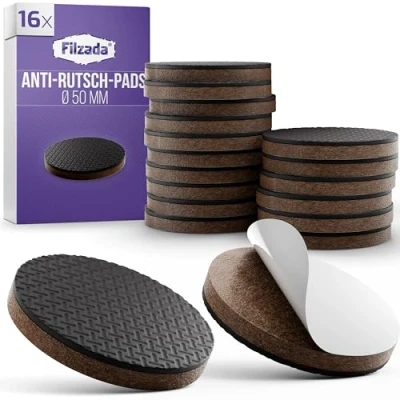 Abbildung von Filzada® 16x Antirutsch Pads Möbel Ø 50 mm Premium Gummipads Anti Rutsch Selbstklebende Aufkleber Gummi Unterlage Möbelstopper Pad