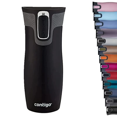 Abbildung von Contigo Thermobecher West Loop Autoseal, Edelstahl Isolierbecher, Reisebecher, Kaffebecher To Go, auslaufsicher, 100% dicht, hält bis zu 5h heiß/12h kalt, 470 ml, BPA frei, Black