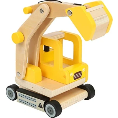 Abbildung von Small Foot Schaufelbagger aus Holz, Spielauto mit beweglichem Baggerarm, 360 Grad drehbar, für Kinder ab 3 Jahren, 12010