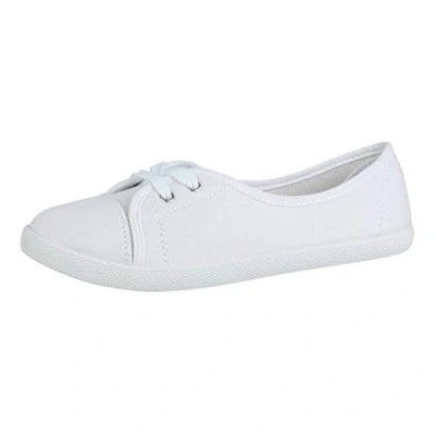 Abbildung von Elara Damen Ballerinas Schnürer Flach Chunkyrayan BD1413 Weiss 40