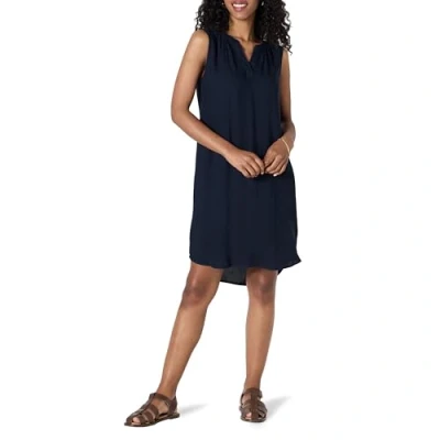 Abbildung von Amazon Essentials Damen Ärmelloses gewebtes Etuikleid, Marineblau, XXL