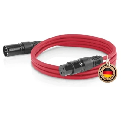 Abbildung von ETEC, XLR Kabel, Mikrofon Stecker auf Buchse, Verbindungs rot, 3,00 m