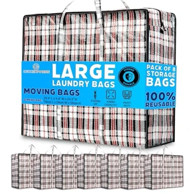 Abbildung von Deco Express Storage bag, Jumbo Travel Organizer Tasche mit stabilem Reißverschluss und Griffen, große garment vielseitige klamotten aufbewahrung Tasche, 76 x 59 24 cm, 8er Pack