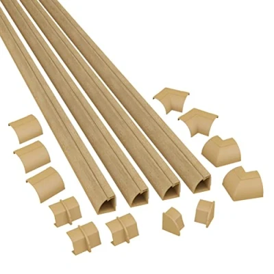 Abbildung von D Line Viertelrunde Kabelkanäle, Kabelführungen Selbstklebender, Kabelleiste 4X 22mm (B) x (H) 1 Meter Längen (4 Meter) Eichenholz Look