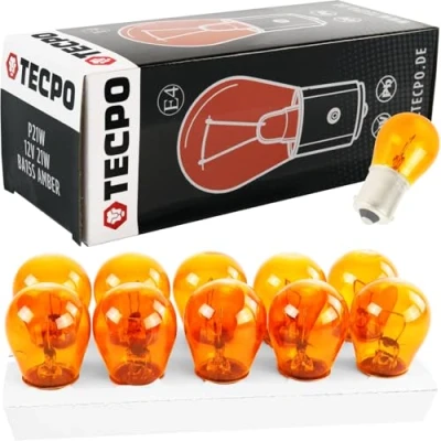 Abbildung von TECPO 10x Blinker Birne PY21W 12V 21W Kugellampe BA15S Blinkerbirnen Autolampe