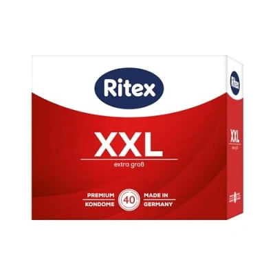 Abbildung von Ritex Kondome XXL extra große 40 Stück für mehr Komfort &amp; intensives Empfinden, Kondom mit viel Gleitfilm vegan, dermatologisch getestet, Made in Germany