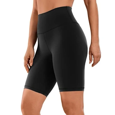 Abbildung von CRZ Yoga Naked Feeling Damen Kurze Leggings High Waist Blickdicht Fithess Shorts Radlerhose Sporthose 20cm Schwarz 38