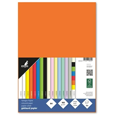 Abbildung von kangaro Tonpapier Orange DIN A4 160g/m² FSC mix 50 pack Briefpapier Bastelpapier DIY, K 0039 055, 29.7x21x1