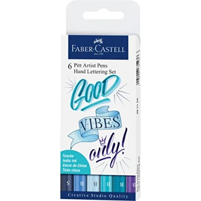 Abbildung von FABER CASTELL 267123 Tuschestift Pitt Artist Pen Lettering, Blautöne, 6er Etui, Mehrfarbig