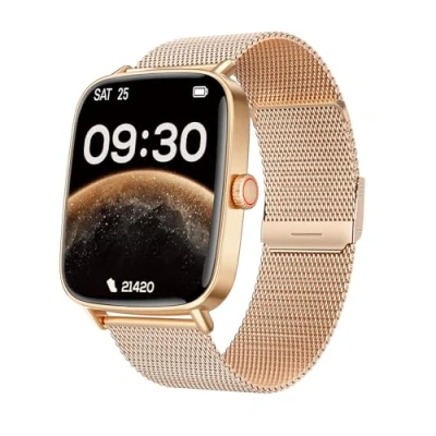 Abbildung von TOOBUR Smartwatch Damen, Schrittzähler Fitness Sport Uhr, 100+ Sportmodi, Elegant Frauen Metall Android/iOS Kompatibel, Telefonfunktion mit Anrufe, IP68 Wasserdicht, Gold