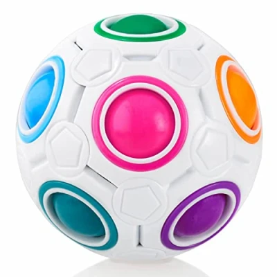 Abbildung von CUBIDI® Original Regenbogenball Geschicklichkeitsspiel für Kinder und Erwachsene Spannendes Knobelspiel Mädchen Jungen ab 6 Jahren fördert räumliches Denken, Logik Vorstellungskraft