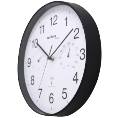 Abbildung von technoline WT8945 Funkwanduhr mit Temperaturanzeige und Luftfeuchteanzeige, 30 cm, schwarz