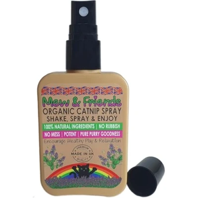 Abbildung von Mew &amp; Friends Bio Katzenminze Spray 100 % natürlich, hergestellt in Großbritannien Spielzeug Beruhigung für Katzen Nachhaltige