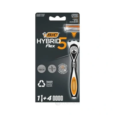 Abbildung von BIC Hybrid 5 Flex Rasierer Herren, Nassrasierer mit 4 Wechselklingen je Klingen, Aloe Vera &amp; Vitamin E, Präzisionstrimmer