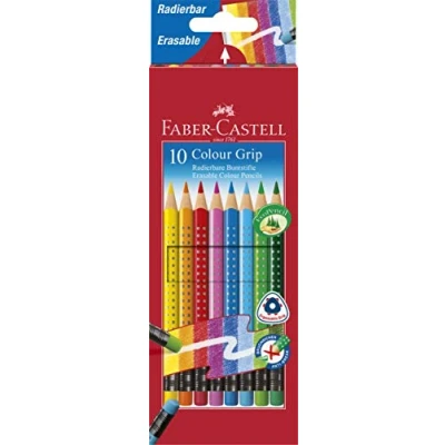 Abbildung von FABER CASTELL 116613 Buntstifte Set Colour Grip, radierbare, 10 Stück im Kartonetui