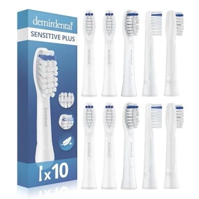 Abbildung von Extra Sensitive Aufsteckbürsten von demirdental für Oral B Pulsonic Plus Aufsteckbürsten, Ersatzbürsten sehr empfindliche Zähne, 10 Stück