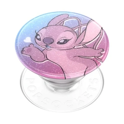 Abbildung von PopSockets: PopGrip Ausziehbarer Sockel und Griff mit einem Austauschbarem Top für Smartphones Tablets, Disney Stitch Glitzer ENGELKÜSSE