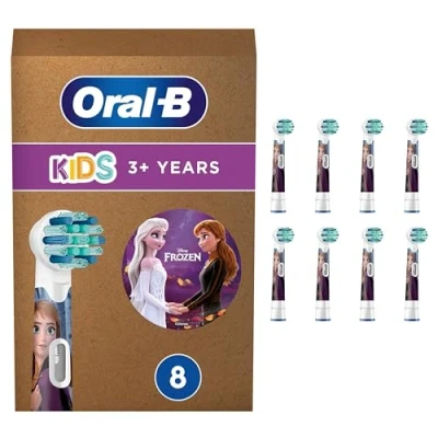 Abbildung von Oral B Kids Frozen Aufsteckbürsten für elektrische Zahnbürste, 8 Stück, extra weiche Borsten, Zahnbürstenaufsatz Zahnbürsten, Kinder ab 3 Jahren, briefkastenfähige Verpackung