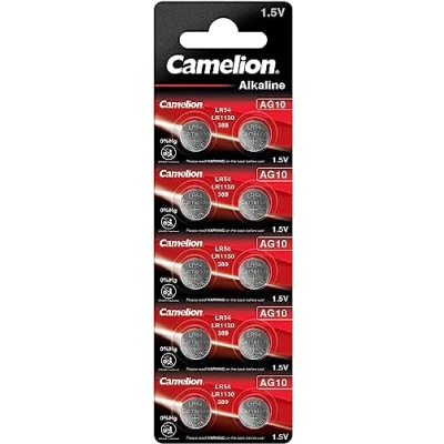 Abbildung von Camelion 12051010 Alkaline Knopfzellen Batterie ohne Quecksilber AG10/LR54/LR1130/389 mit 1,5 Volt, 10er Set, Kapazität 78 mAh