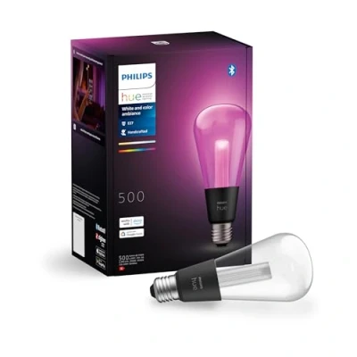 Abbildung von Philips Hue Lightguide smarte Lampe, Edison Form, ST70, weißes und farbiges Licht, Bluetooth kompatibel, Sprachsteuerung mit Alexa, Apple Home Google Assistant