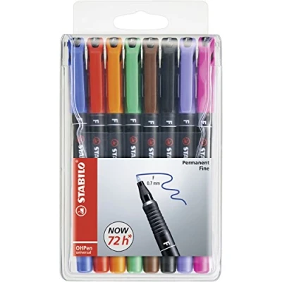 Abbildung von Folienstift STABILO OHPen universal permanent fein 8er Pack mit 8 verschiedenen Farben