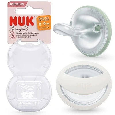 Abbildung von NUK MommyFeel Babyschnuller 0−9 Monate stillfreundliche Sauger BPA freies Silikon Mint &amp; Off White 2 Stück