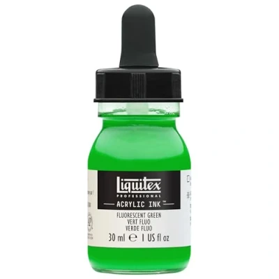 Abbildung von Liquitex 4260985 flüssige Professional Acrylfarben Ink, Tusche, 30 ml, hochpigmentierte Airbrushfarbe, Fluo Grün