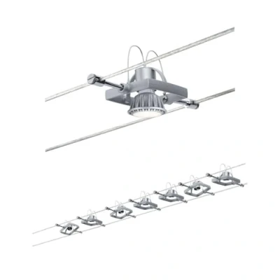 Abbildung von Paulmann 94152 Seilsystem Set Mac II max. 7x10W Drahtseilsystem Chrom matt Metall Seillampe Kunststoff Deckenlampe GU5,3 ohne Leuchtmittel, 7er
