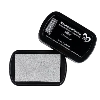 Abbildung von Ideen mit Herz Stempelkissen Schnelltrocknend Wasserfest 7,5 cm x 4,3 (Silber)