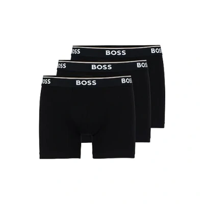 Abbildung von BOSS Herren Power 3 Pack Bold Logo Boxer Briefs Retroshorts, Ebenholz Schwarz, Large (3er Pack)