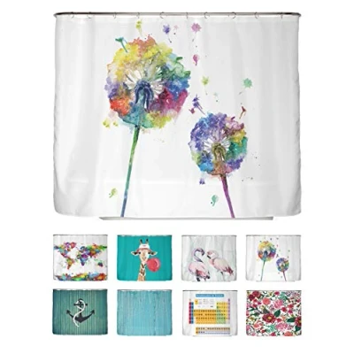 Abbildung von arteneur® Bunte Pusteblume Anti Schimmel Duschvorhang 240x200 Recycelt mit Öko Tex Standard 100 Beschwerter Saum, Blickdicht, Wasserdicht, Waschbar, 16 Ringe &amp; E Book Reinigungs Tipps