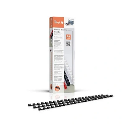 Abbildung von Peach Plastikbinderücken A4 6mm 25 Blatt 100 Stück schwarz PB406 02