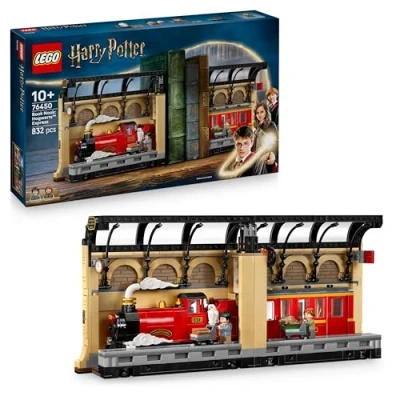 Abbildung von LEGO Harry Potter Buchstütze: Hogwarts Express Set mit Spielzeug Zug, 2 Minifiguren inkl. Ron Weasley, Hedwig und Krätze Wizarding World Geschenk für Jungen, Mädchen &amp; Fans ab 10 Jahren 76450