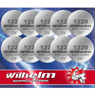 Abbildung von 10 x CR1220 CR 1220 WILHELM Lithium Knopfzelle 3V 40mAh ø12x2,0mm Batterie DL1220